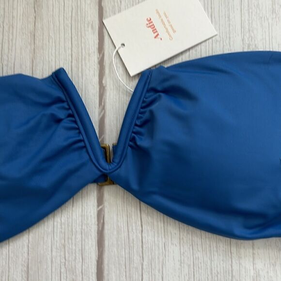Andie Swim The Scala Blue Bikini Top Bandeau Strapless - Picture 5 of 10